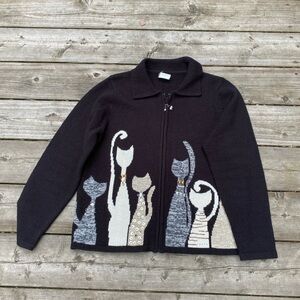Vintage Allison Daley Cat Cardigan Sweater Medium